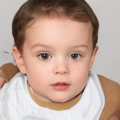 Neutral white child female with short  brown hair and brown eyes