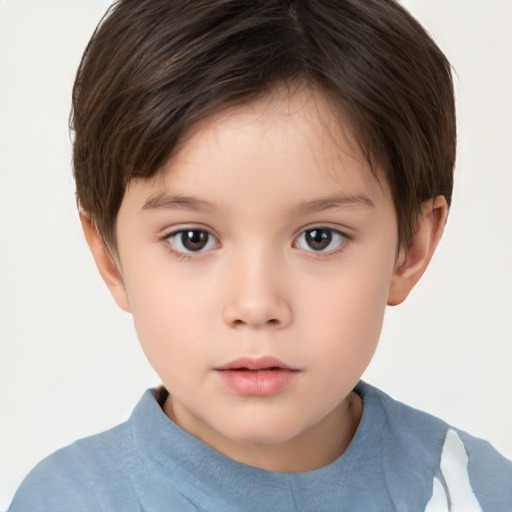 Neutral white child female with short  brown hair and brown eyes