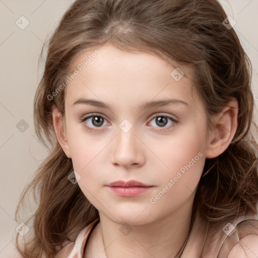 Neutral white child female with medium  brown hair and brown eyes