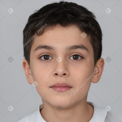 Neutral white child male with short  brown hair and brown eyes