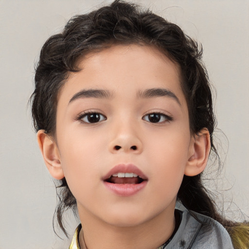 Neutral asian child female with medium  brown hair and brown eyes