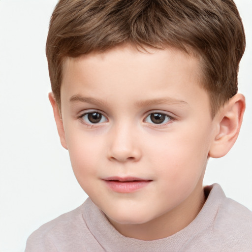 Neutral white child male with short  brown hair and brown eyes