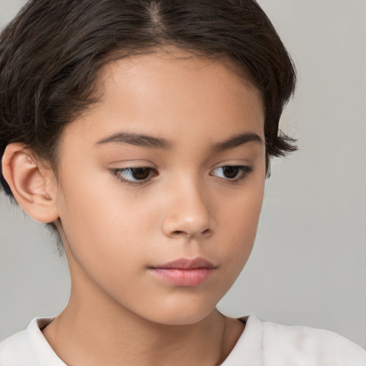 Neutral white child female with short  brown hair and brown eyes