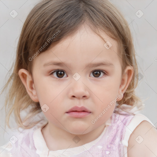 Neutral white child female with medium  brown hair and brown eyes