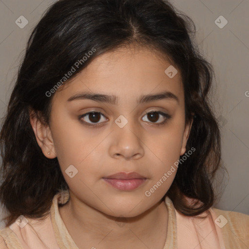 Neutral white child female with medium  brown hair and brown eyes