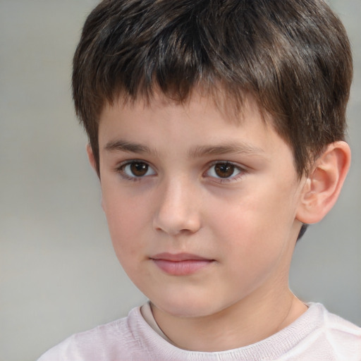 Neutral white child male with short  brown hair and brown eyes