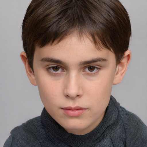 Neutral white child male with short  brown hair and brown eyes