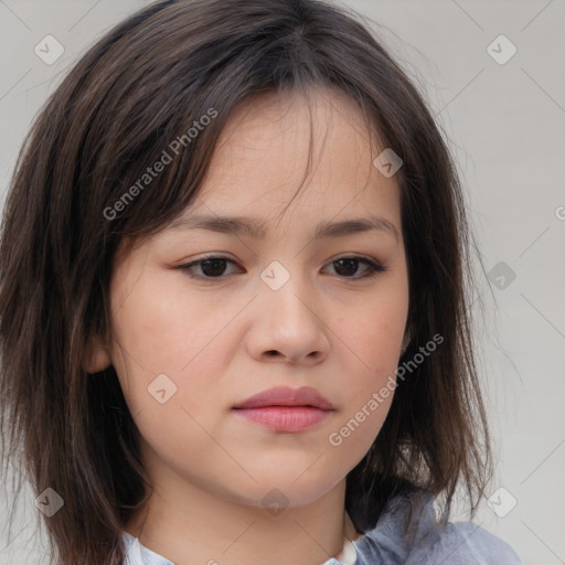 Neutral white child female with medium  brown hair and brown eyes