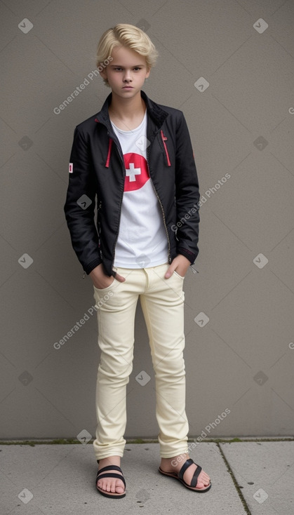 Swiss teenager boy with  blonde hair