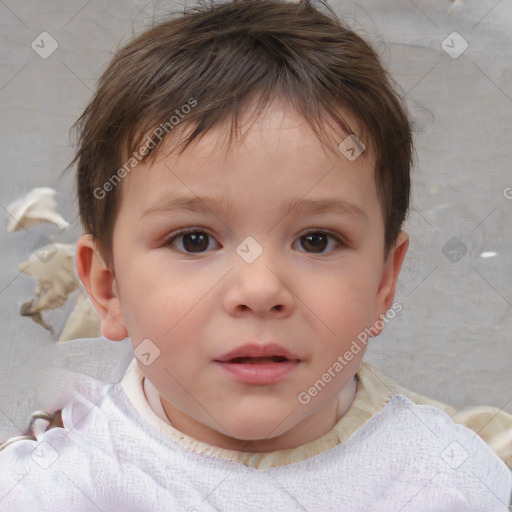 Neutral white child female with short  brown hair and brown eyes