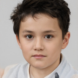 Neutral white child male with short  brown hair and brown eyes