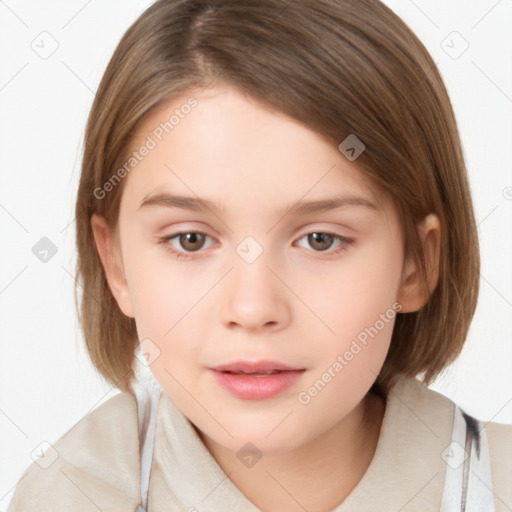 Neutral white child female with medium  brown hair and brown eyes