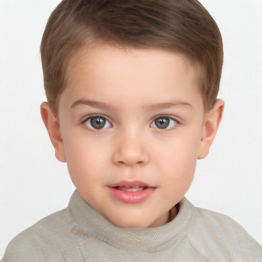 Neutral white child male with short  brown hair and brown eyes