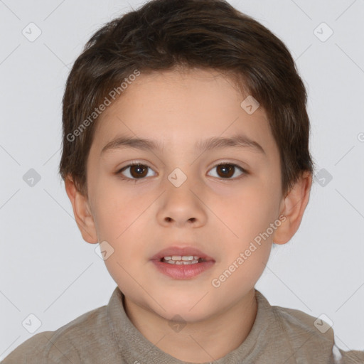 Neutral white child male with short  brown hair and brown eyes