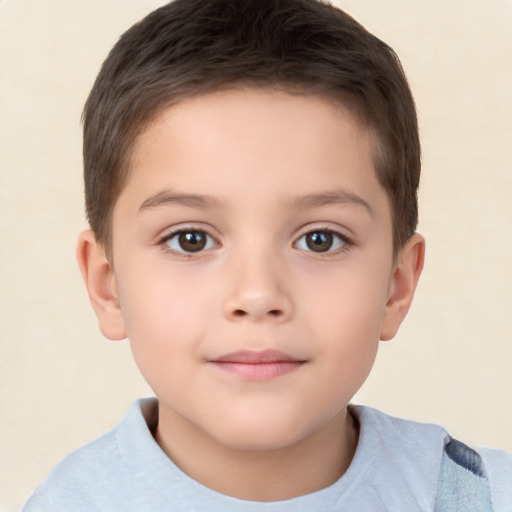 Neutral white child male with short  brown hair and brown eyes