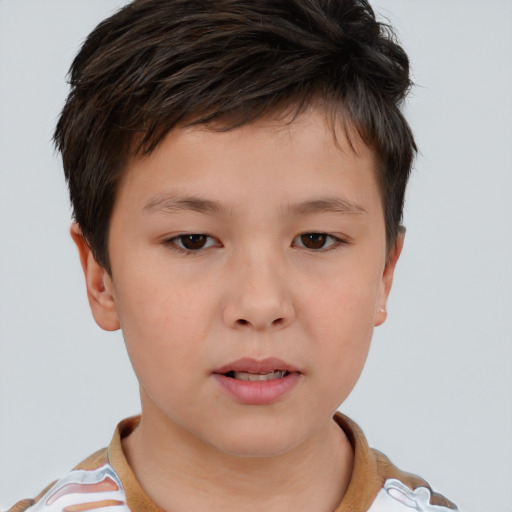 Neutral white child male with short  brown hair and brown eyes