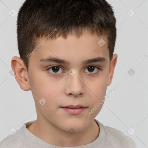 Neutral white child male with short  brown hair and brown eyes