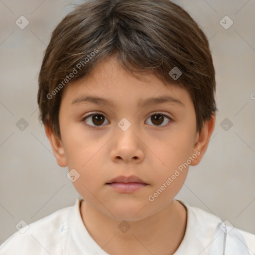 Neutral white child female with short  brown hair and brown eyes