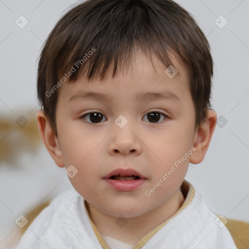 Neutral white child male with short  brown hair and brown eyes