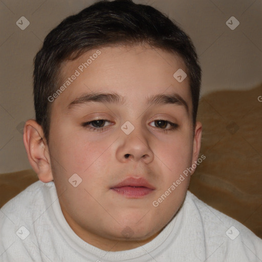 Neutral white child male with short  brown hair and brown eyes