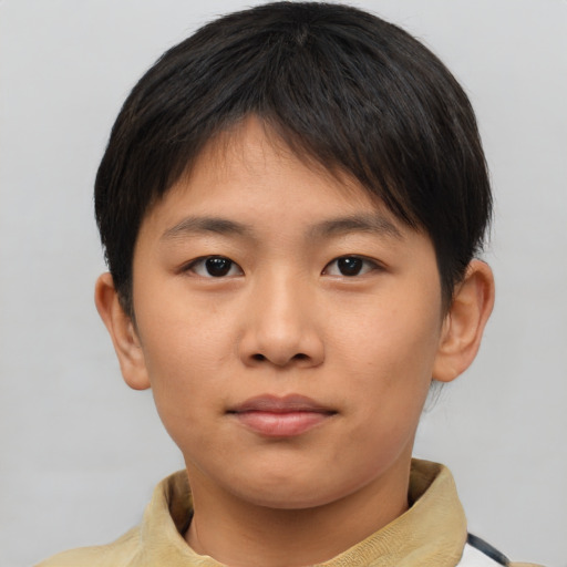 Neutral asian young-adult male with short  brown hair and brown eyes