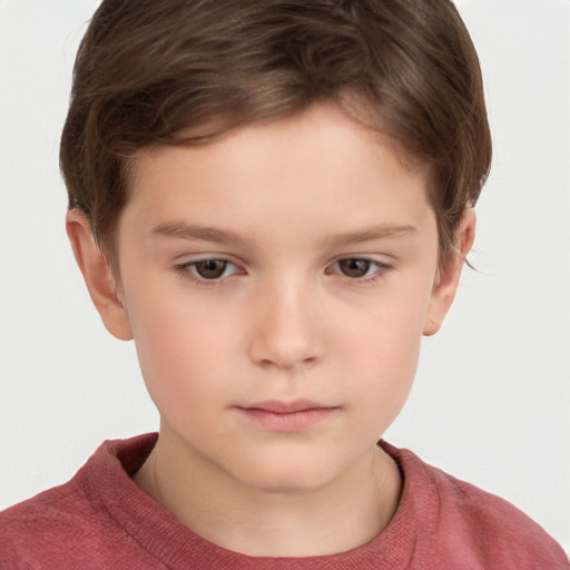 Neutral white child male with short  brown hair and grey eyes