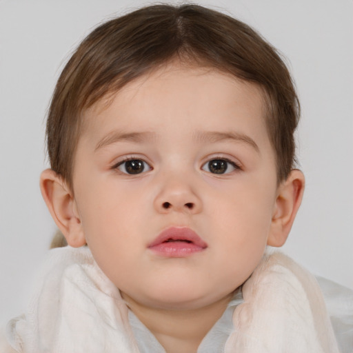 Neutral white child male with medium  brown hair and brown eyes