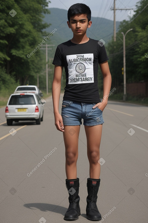 Nepalese teenager boy with  black hair