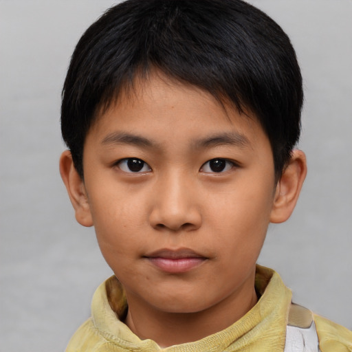 Neutral asian young-adult male with short  brown hair and brown eyes