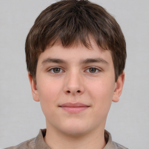 Neutral white child male with short  brown hair and brown eyes