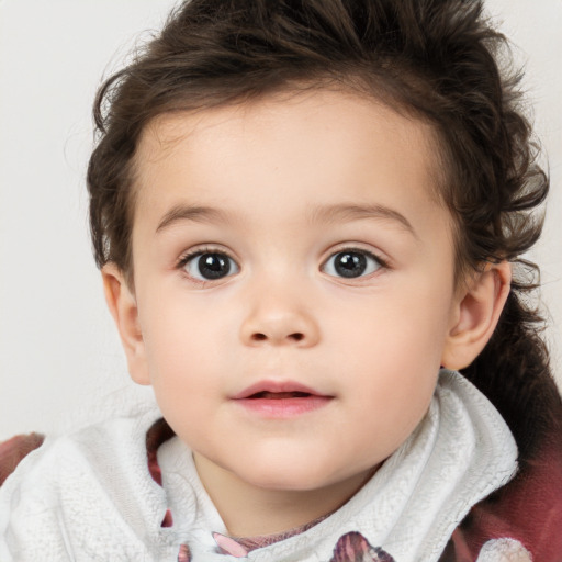 Neutral white child female with medium  brown hair and brown eyes