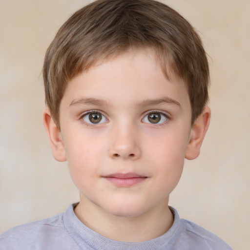 Neutral white child male with short  brown hair and brown eyes