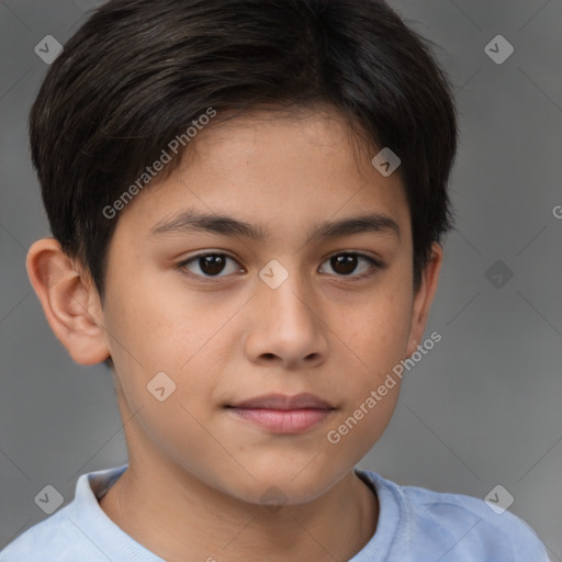 Neutral white child female with short  brown hair and brown eyes