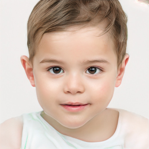 Neutral white child male with short  brown hair and brown eyes