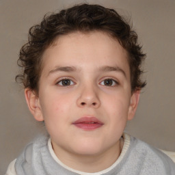 Neutral white child female with short  brown hair and brown eyes