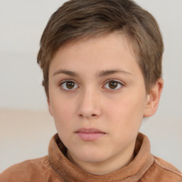 Neutral white child female with short  brown hair and brown eyes