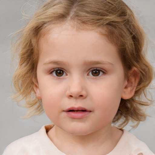 Neutral white child female with medium  brown hair and brown eyes