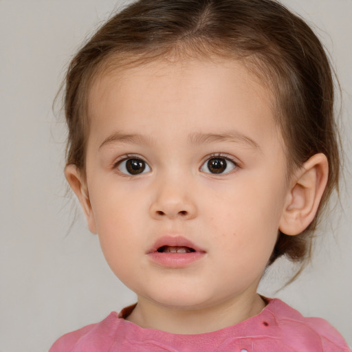 Neutral white child female with medium  brown hair and brown eyes