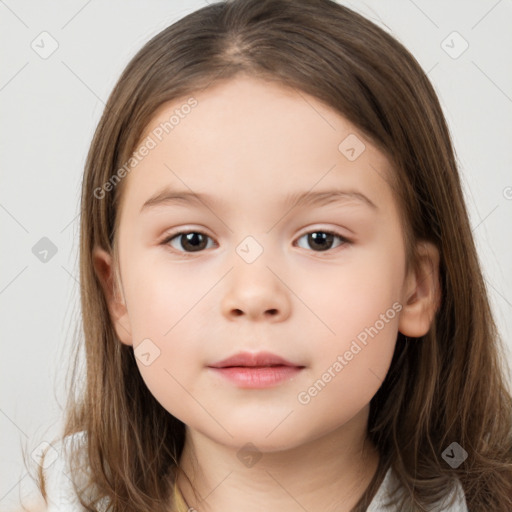 Neutral white child female with medium  brown hair and brown eyes