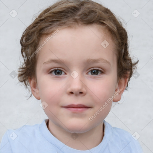 Neutral white child female with short  brown hair and brown eyes