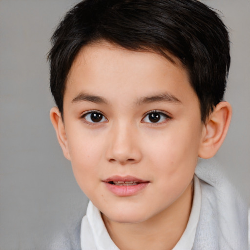 Neutral white young-adult female with short  brown hair and brown eyes