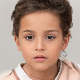 Neutral white child female with short  brown hair and brown eyes