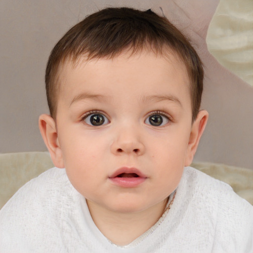 Neutral white child male with short  brown hair and brown eyes