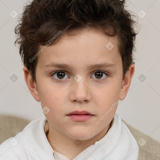 Neutral white child male with short  brown hair and brown eyes