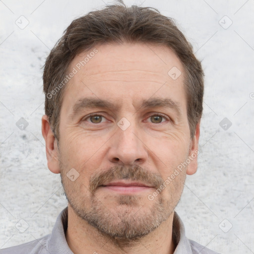 Neutral white adult male with short  brown hair and brown eyes