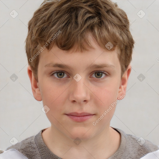 Neutral white child male with short  brown hair and brown eyes