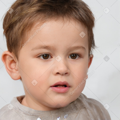 Neutral white child male with short  brown hair and brown eyes