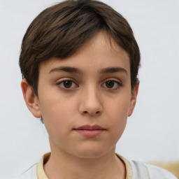 Neutral white young-adult female with short  brown hair and brown eyes