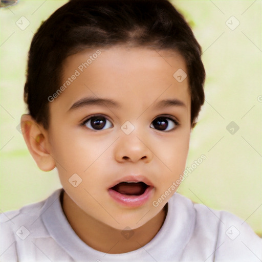 Neutral white child female with short  brown hair and brown eyes