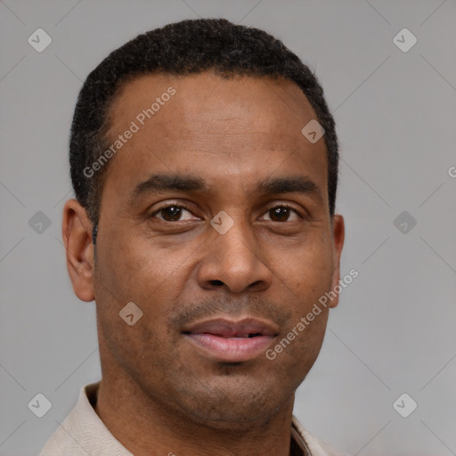 Neutral latino young-adult male with short  brown hair and brown eyes